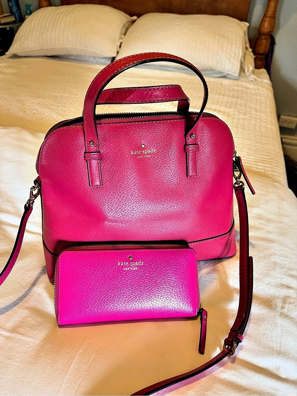 Kate Spade Pink Satchel with Matching Wallet
